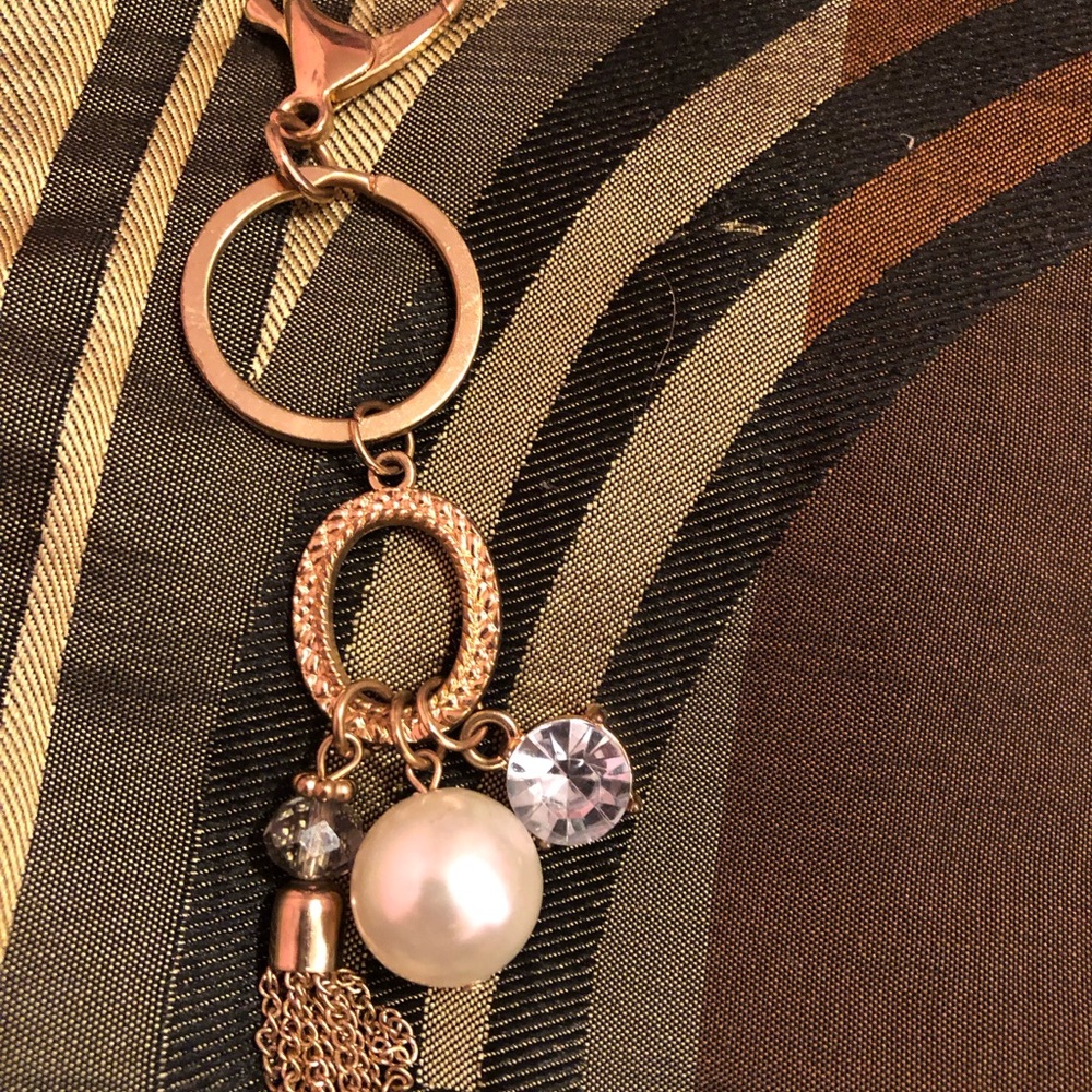 Elegant Gold bag charms with Pearl and Crystal Charms